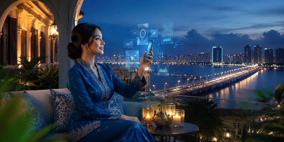 Pengguna berbaju kurung di Johor mengakses kasino mudah alih cita66 melalui telefon pintar