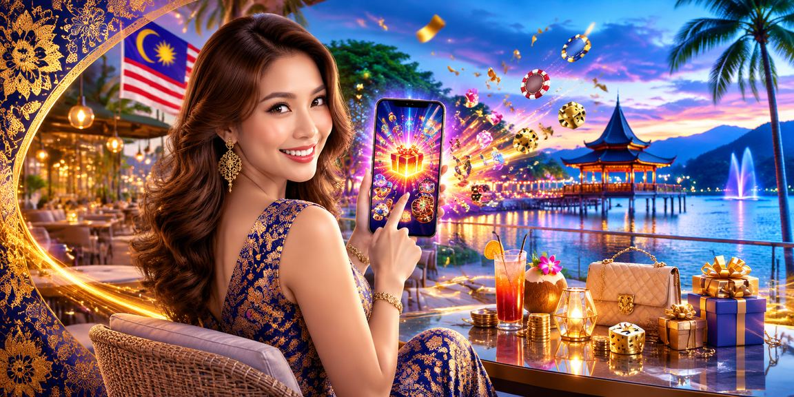 Pemain kasino Malaysia menggunakan telefon bimbit dengan rekaan batik tempatan